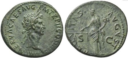 Nerva (96-98), As, Rome, AD 97; AE (g 10,22; mm 28; h 6); IMP NERVA CAES AVG...