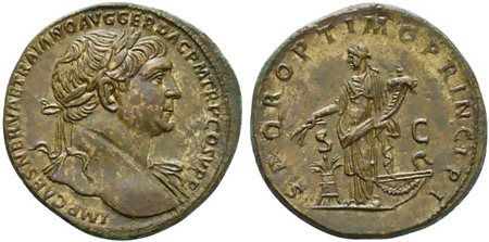 Trajan (98-117), Sestertius, Rome, AD 108-110; AE (g 24,81; mm 32; h 6); IMP...