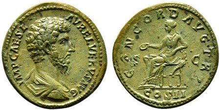 Lucius Verus (161-169), Sestertius, Rome, AD 161; AE (g 24,04; mm 34; h 11);...