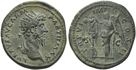 Lucius Verus (161-169), Dupondius, Rome, AD 166; AE (g 11,17; mm 27; h 6); L...