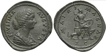 Faustina Minor, Sestertius struck under Marcus Aurelis, AD 161-176; AE (g...