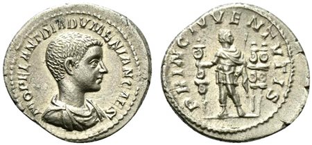 Diadumenian, as Caesar, Denarius struck under Macrinus, Rome, ca. AD 217-218;...