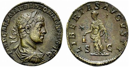 Elagabalus (218-222), Sestertius, Rome, AD 220; AE (g 22,53; mm 30; h 12);...