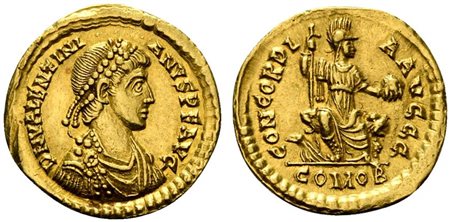 Valentinian II (375-392), Solidus, Constantinopolis, AD 378-383; AV (g 4,43;...