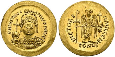 Justinian I (527-565), Solidus, Carthage, AD 546-547; AV (g 4,47; mm 20; h...