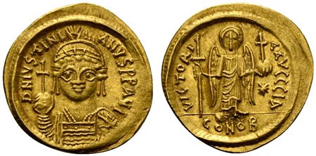 Justinian I (527-565), Solidus, Carthage, AD 546-547; AV (g 4,40; mm 22; h...