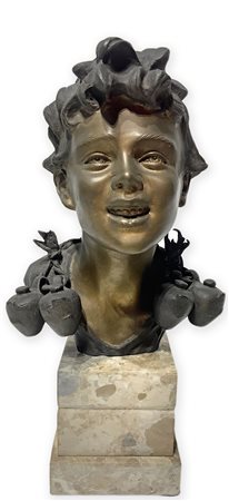 Bronzo raffigurante ragazzo acquaiolo, firmato Vincenzo Cinque (Napule 1852 -...