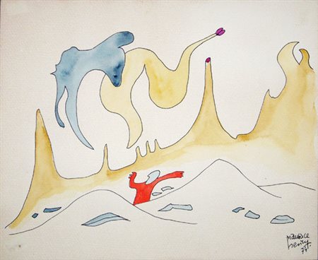 Maurice Henry Paroles en l'air Inchiostro e acquerello su cartone cm 25,5 x...