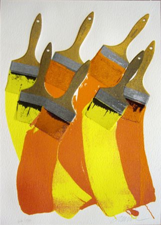 Arman Fernandez " Brush-strokes" Serigrafia stampata a più colori con...