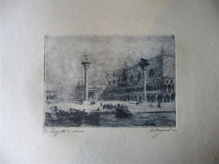 Brugnoli Emanuele " Piazzetta San Marco - Venezia " incisione acquaforte cm...
