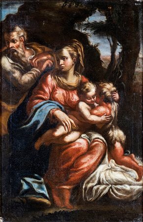 Pittore del XVIII secolo - Sacra Famiglia - olio su tela - cm 54x35