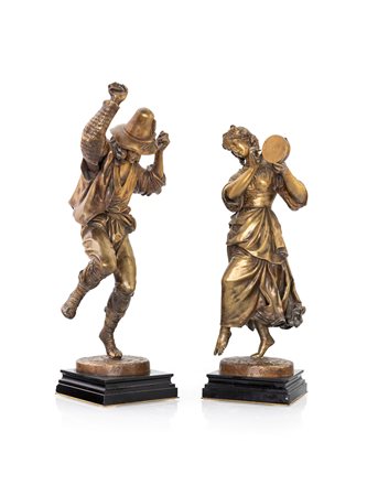 Jean-Jacques Feuchère - Coppia di sculture in bronzo dorato - raffiguranti...