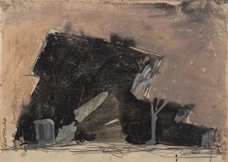 Mario Sironi "Composizione con roccia e albero" 1952 circa
tempera e tecnica mis
