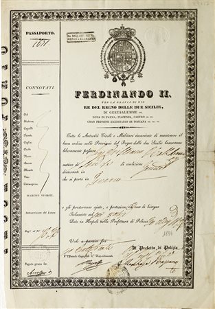  AUTORE NON IDENTIFICATO - Passaporto Ferdinando II.