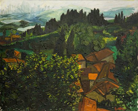 Renato Guttuso , Paesaggio di Velate d'estate , Olio su tela