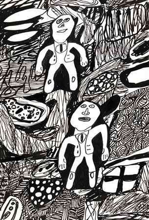 JEAN DUBUFFET Paysage avec 2 personnages, 1980