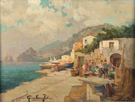 FELICE GIORDANO<BR>Napoli 1880 - 1964 Capri (NA)<BR>"Paesaggio con vista mare"