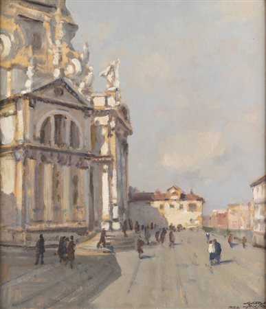 CARLO MUSSO<BR>Balangero (TO) 1907 - 1968<BR>"Venezia-Veduta della chiesa della Salute" 1954