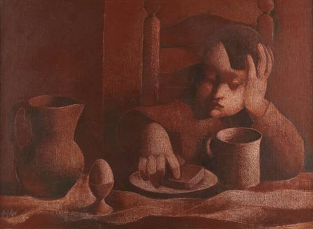 MANOLO RUIZ-PIPO<BR>Spagna 1929 - 1998<BR>"La colazione della fanciulla"