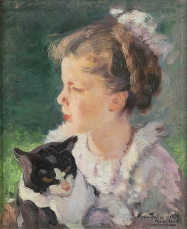 ELENA MARISALDI FALCO<BR>Santo Stefano Belbo (CN) 1901 - 1986 Torino<BR>"Bambina con gatto" 1935