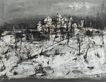 PIERO GARINO<BR>Leinì (TO) 1922 - 2009 Torino<BR>"Inverno in città" 1962