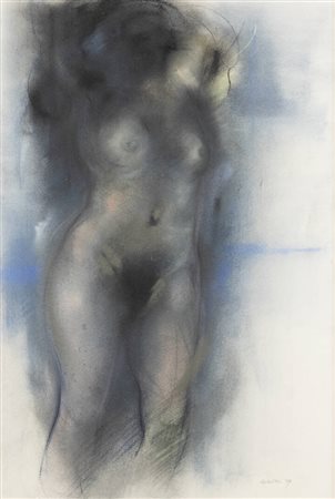 GIUSEPPE AJMONE<BR>Carpignano Sesia (NO) 1923 - 2005<BR>"Nudo in blu" '99