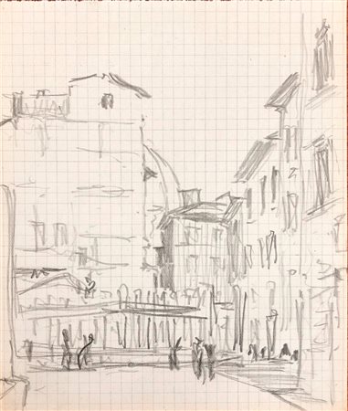 GALILEO CHINI (1873-1956) - Firenze: palazzi dietro il Duomo, 1944