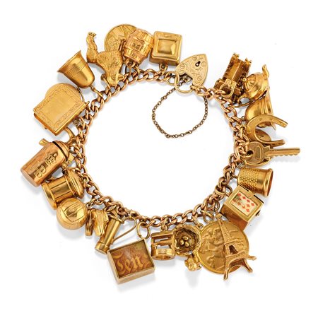 Bracciale charms in oro, 1950 circa