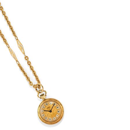 Orologio con catena in oro giallo 18K