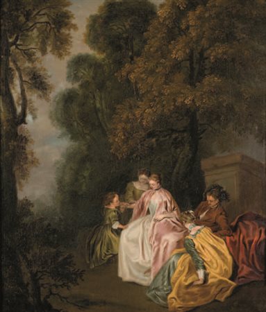 Nicolas Lancret (cerchia) SCENA DI GENERE olio su tela, cm 76x64