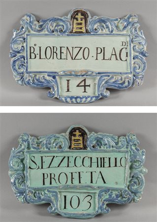 Due placche in ceramica policroma, Italia 