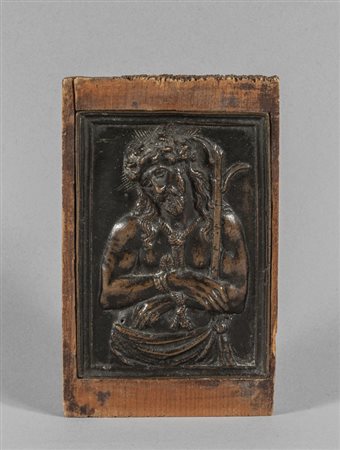 Ecce Homo, placca in bronzo a patina scura 