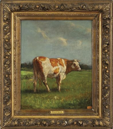 Eugene Boudin (1824-1898, attribuito)<br>Mucca al 