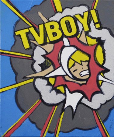 TvBoy EXPLOSION acrilico su tela, cm 27x22 firma e data sul retro: firma e...