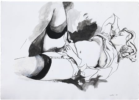 Renato Guttuso, Nudo con reggicalze, 1982