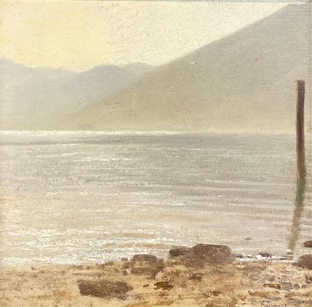 Achille Formis Befani LAGO MAGGIORE olio su cartone, cm 24x24,5 firma