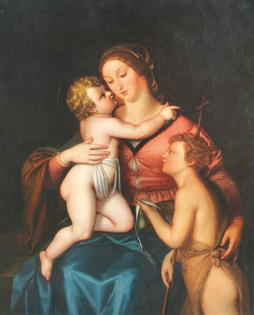 Scuola Italiana della fine del XIX secolo MADONNA CON BAMBINO E SAN...