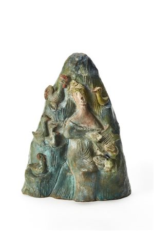 Alf Gaudenzi Scultura in terracotta modellata a mano e smaltata in policromia ra
