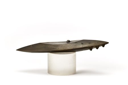 Lino Sabattini "L'Umana Pietra"Scultura in bronzo su base cilindrica in plexigl