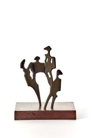 Lino Sabattini Scultura in bronzo su base in legno. Bregnano, 1986. Multiplo fir