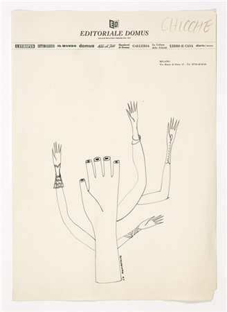 Gio Ponti "La man potata"
Milano, anni '50. Composizione raffigurante mani. Inch