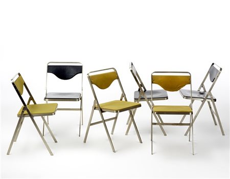 Gianni Moscatelli Lotto di sei sedie pieghevoli modello "Easy". Produzione Forma
