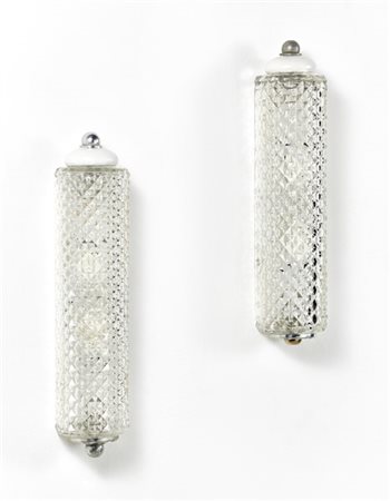 Venini Coppia di lampade da parete con struttura acciaio e metallo verniciato bi