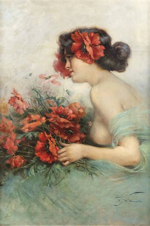 ALEARDO VILLA<BR>Ravello 1865 - 1906 Milano<BR>"Fiore tra i fiori"