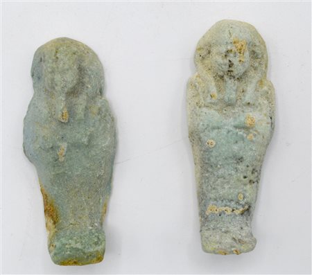 DUE USHABTI DATAZIONE: Epoca Tarda 716-30 a. C. MATERIA E TECNICA: faience...