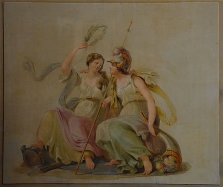 Scena mitologica - Olio su tela cm.105x120 con cornice dorata - XVIII secolo