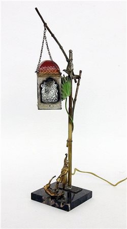 Lampada da tavolo Jugendstil - circa 1900 - in metallo e altri materiali -...