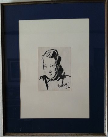 Luciano Ricchetti - Ritratto 1954 - China su carta cm.21x16 - firmato e...