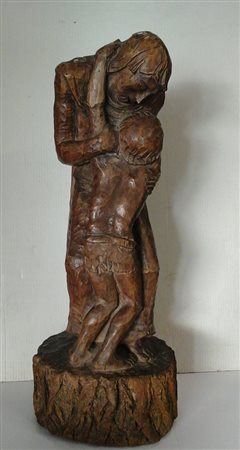 Augusto Murer - Maternità - Scultura in legno h.cm.68 - firmata alla base