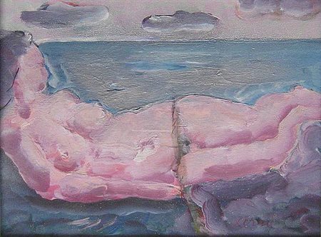 William Xerra - Sulla spiaggia - Olio su tela cm.30x40 - firmato in basso a...